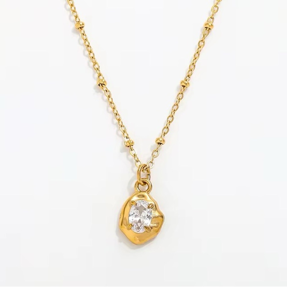 18K Gold Plated Cubic Zirconia Pendant Necklace